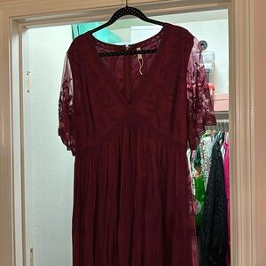 Pinkblush burgundy lace maxi dress